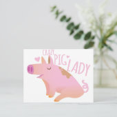 Crazy Pig Lady Postkarte (Stehend Vorderseite)