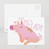 Crazy Pig Lady Postkarte (Vorne/Hinten)