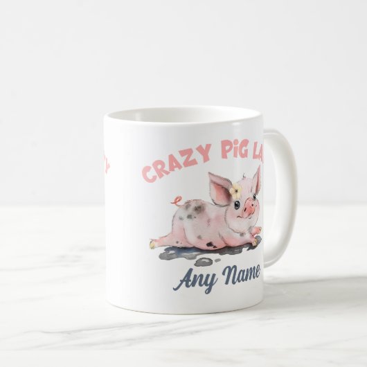 Crazy Pig Tasse, Pig Lover Tasse, Personalisiertes Kaffeetasse (VorderseiteRechts)