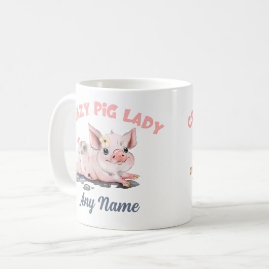 Crazy Pig Tasse, Pig Lover Tasse, Personalisiertes Kaffeetasse (Vorderseite Links)