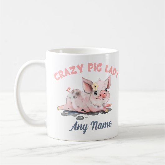 Crazy Pig Tasse, Pig Lover Tasse, Personalisiertes Kaffeetasse (Links)