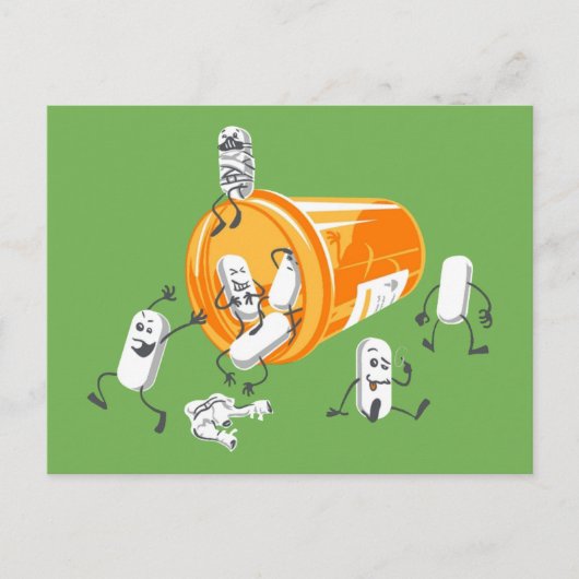 Crazy Pillen Postkarte (Vorderseite)