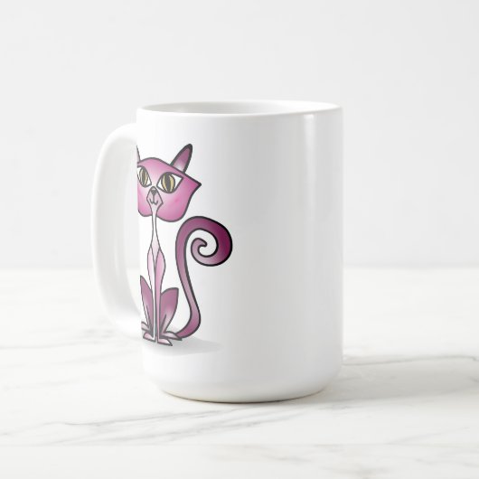 Crazy Pink Cat Classic Tasse (Vorderseite Links)