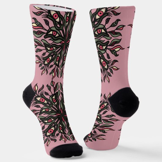 Crazy pink Hexe gruselige Natur psychedelische Soc Socken (Gewinkelt)