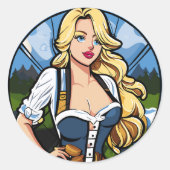 Crazy pinup Girl Classic Round Stickers (Vorderseite)
