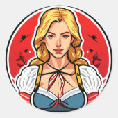 Crazy pinup Girl Classic Round Stickers (Vorderseite)