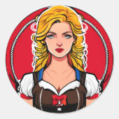 Crazy pinup Girl Classic Round Stickers (Vorderseite)