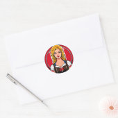 Crazy pinup Girl Classic Round Stickers (Umschlag)