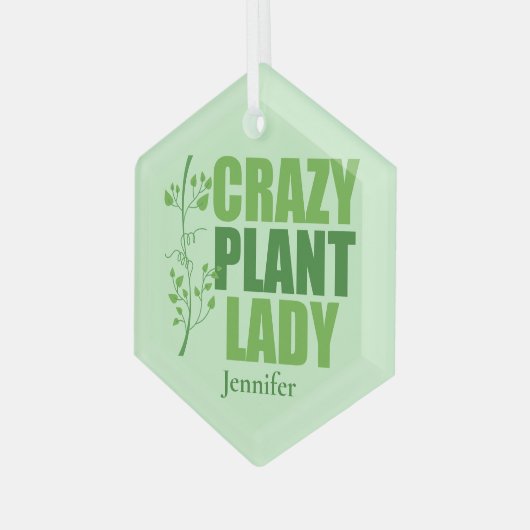 Crazy Plant Lady Cute Personalized Gardener Ornament Aus Glas (Vorderseite Links)