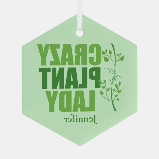 Crazy Plant Lady Cute Personalized Gardener Ornament Aus Glas (Rückseite)