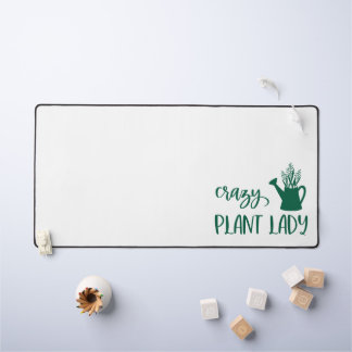 Crazy Plant Lady Green on White Background Schreibtischunterlage