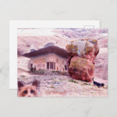 Crazy Postcard Dog Cat Funny Collage Postkarte (Vorne/Hinten)