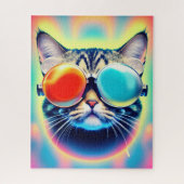 Crazy Psychedelic Psychonaut Kitty Cat Puzzle (Vertikal)