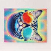 Crazy Psychedelic Psychonaut Kitty Cat Puzzle (Horizontal)