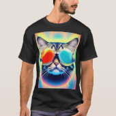 Crazy Psychedelic Psychonaut Kitty Cat White T-Shirt (Vorderseite)