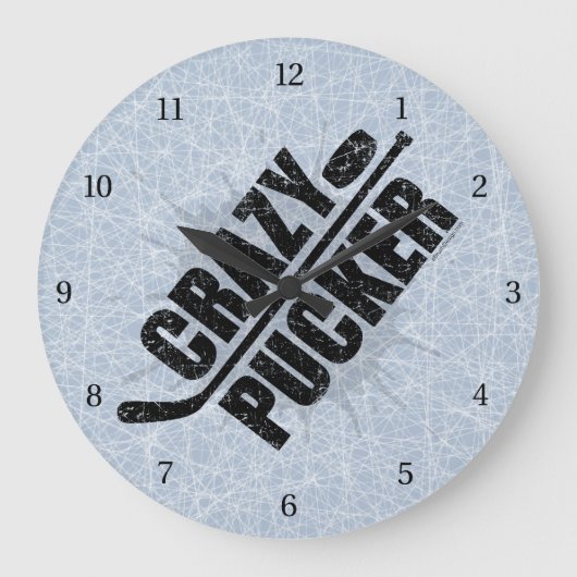 Crazy Pucker (Hockey) Große Wanduhr (Vorderseite)