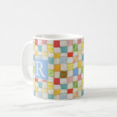 CRAZY QUILL Weiße Tasse + Text / Blau (Vorderseite Links)