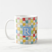 CRAZY QUILL Weiße Tasse + Text / Blau (Links)