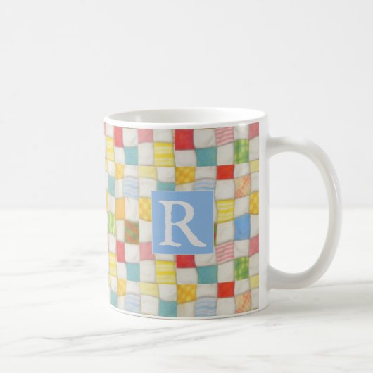 CRAZY QUILL Weiße Tasse + Text / Blau (Rechts)