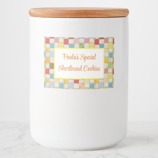 CRAZY QUILT 2x3 Lebensmittelbehälter-Etikett / Hor Lebensmitteletikett (Vorderseite)