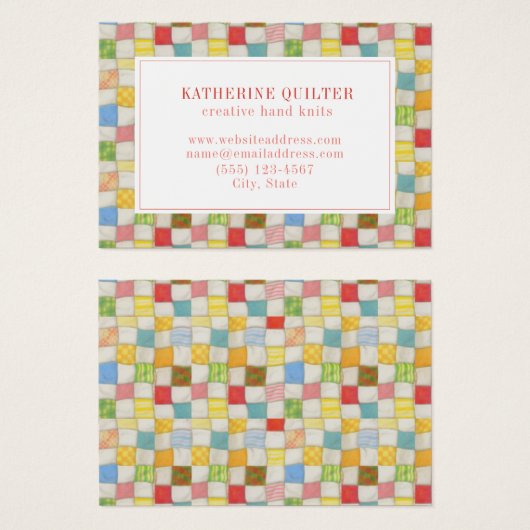 CRAZY QUILT 3,5 x 2,5 Visitenkarte (Vorne & Hinten)