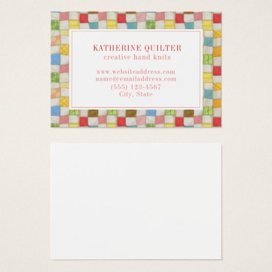 CRAZY QUILT 3,5 x 2,5 Visitenkarte II (Vorne & Hinten)