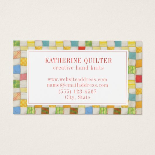 CRAZY QUILT 3,5 x 2 Visitenkarte (Vorderseite)