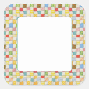 CRAZY QUILT 3" Quadrat Matte Stickers