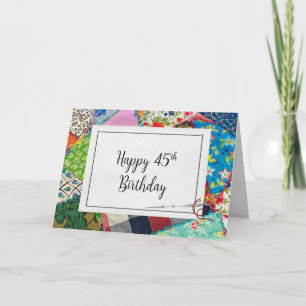 Crazy Quilt 45. Geburtstag Karte
