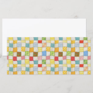 CRAZY QUILT 4x9 Flachkarte / Weiß / Horizontal Karte