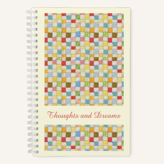 CRAZY QUILT 5.5x8.5 SpiralNotebook - Gelb Notizblock (Vorderseite)