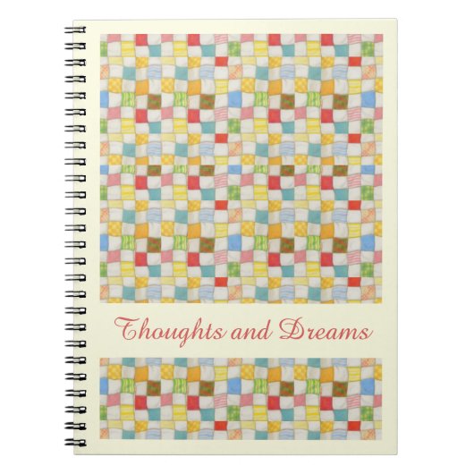 CRAZY QUILT 6.5x8.75 Notebook + Text gelb Notizblock (Vorderseite)