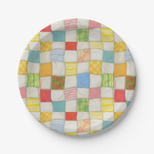 Crazy Quilt 7" Round Paper Plate Pappteller