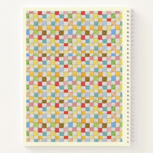 CRAZY QUILT 8.5x11 Notebook + Text gelb Notizblock (Rückseite)