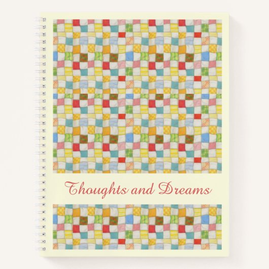 CRAZY QUILT 8.5x11 Notebook + Text gelb Notizblock (Vorderseite)