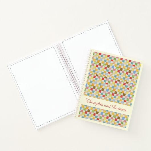 CRAZY QUILT 8.5x11 Notebook + Text gelb Notizblock (Innenseite)