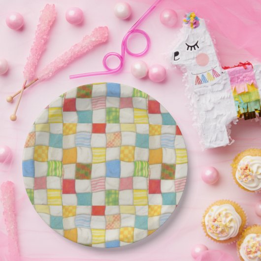 CRAZY QUILT 9" Rundpapier-Teller Pappteller (Party)