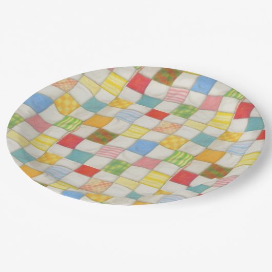 CRAZY QUILT 9" Rundpapier-Teller Pappteller (Schrägansicht)