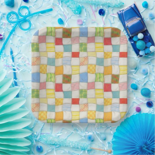 CRAZY QUILT 9" Square Paper Teller (Party)