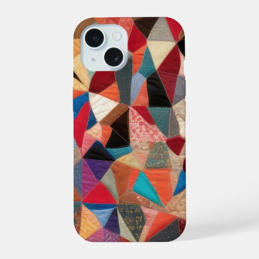 Crazy Quilt Abstraktes Muster iPhone 15 Hülle (Rückseite)