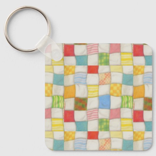 CRAZY QUILT Aluminium Square Schlüsselanhänger (Vorderseite)