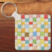CRAZY QUILT Aluminium Square Schlüsselanhänger (Vorderseite)
