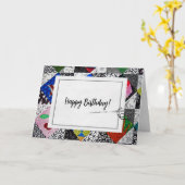 Crazy Quilt Birthday Karte (Gelbe Blume)