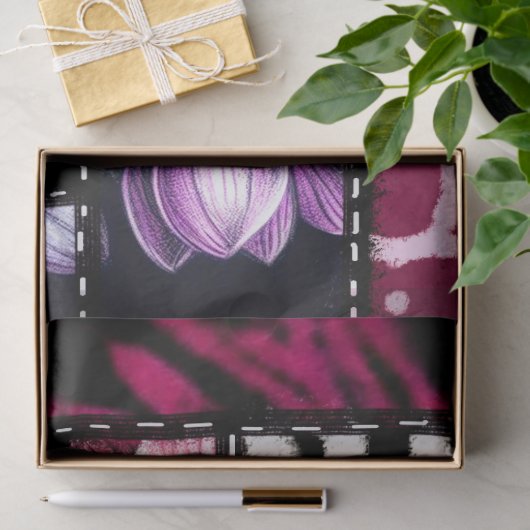 Crazy Quilt Black Cherry floral Muster Decoupage Seidenpapier (Geschenk)