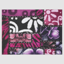 Crazy Quilt Black Cherry floral Muster Decoupage Seidenpapier
