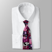 Crazy Quilt Black Cherry Floral Pattern Krawatte (Gebunden)