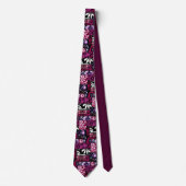 Crazy Quilt Black Cherry Floral Pattern Krawatte (Vorderseite)