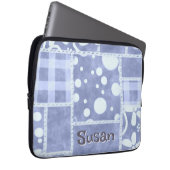 Crazy Quilt Blau Gingham Blumenmuster personalisie Laptopschutzhülle (Vorne Rechts)