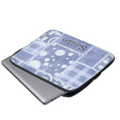 Crazy Quilt Blau Gingham Blumenmuster personalisie Laptopschutzhülle (Vorne Knopf)