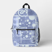 Crazy Quilt Blaues Gingham-Blumenmuster  Bedruckter Rucksack (Vorderseite)